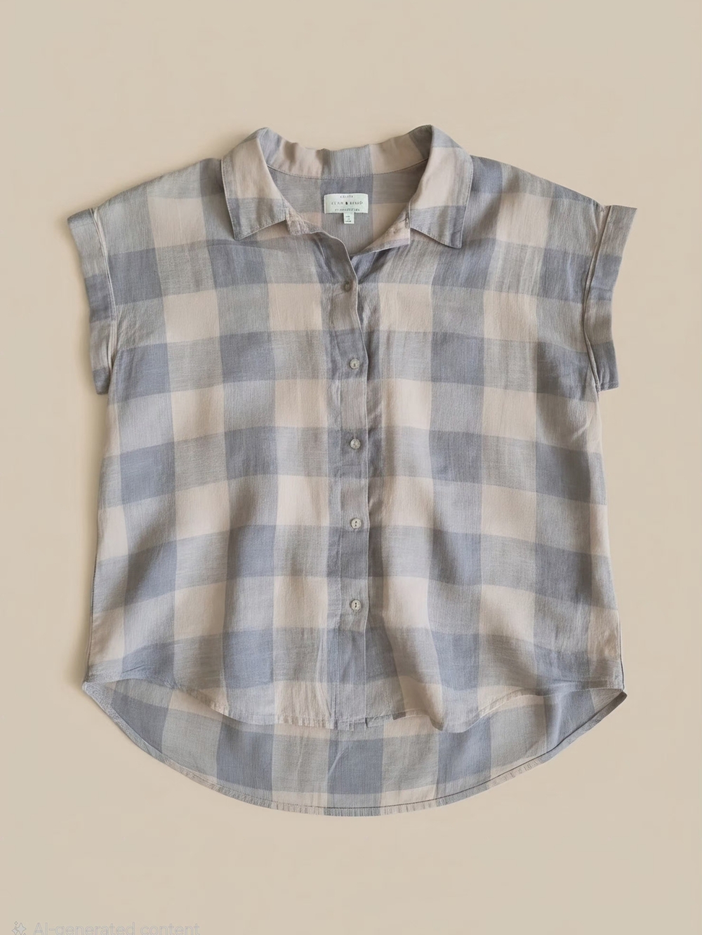 Lucky Brand Linen Cotton Blend Buffalo Plaid Check Top
